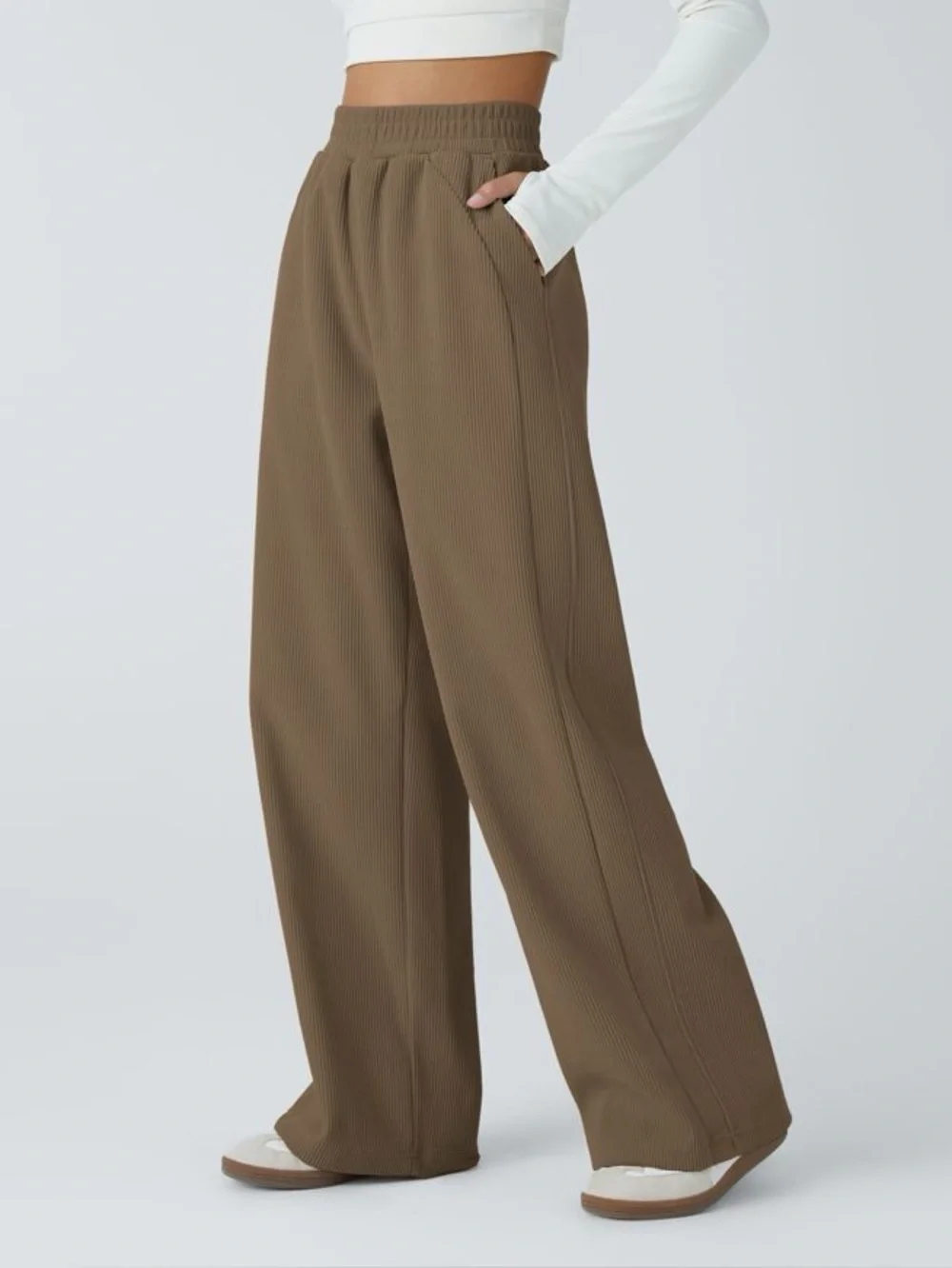 Halara High Waisted Corduroy Straight Leg Baggy Pants Chestnut Brown Size Large